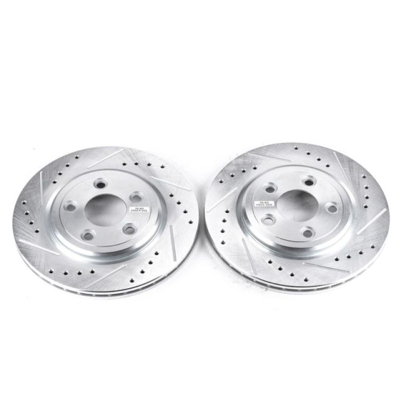 Ford Thunderbird Brake Rotors (2) - Rear - PowerStop - Evolution Drilled & Slotted - Silver - `02-`05
