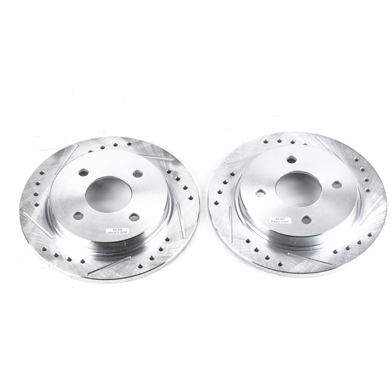 Ford Fiesta Brake Rotors (2) - Rear - PowerStop - Evolution Drilled & Slotted Zinc Plated - `14-`19