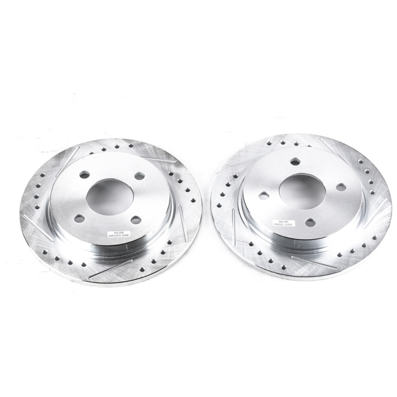 Ford Fiesta Brake Rotors (2) - Rear - PowerStop - Evolution Drilled & Slotted Zinc Plated - `14-`19
