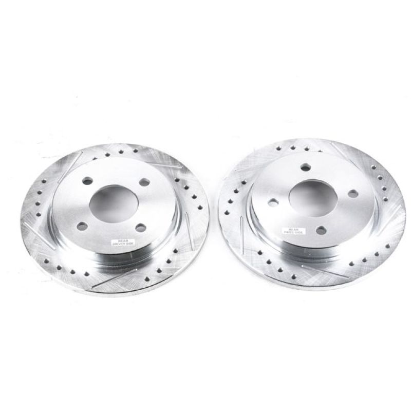 Ford Fiesta Brake Rotors (2) - Rear - PowerStop - Evolution Drilled & Slotted Zinc Plated - `14-`19