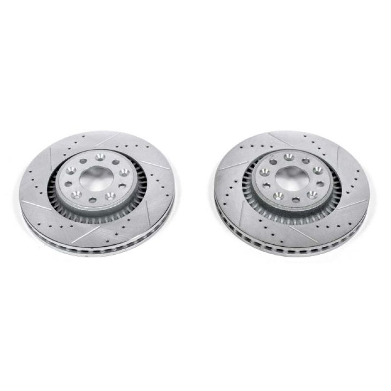 Ford Five Hundred Brake Rotors (2) - Front - PowerStop - Evolution Drilled & Slotted - Silver - `05-`07