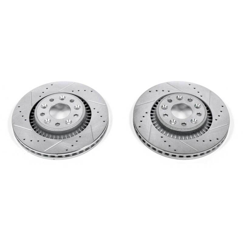 Ford Five Hundred Brake Rotors (2) - Front - PowerStop - Evolution Drilled & Slotted - Silver - `05-`07