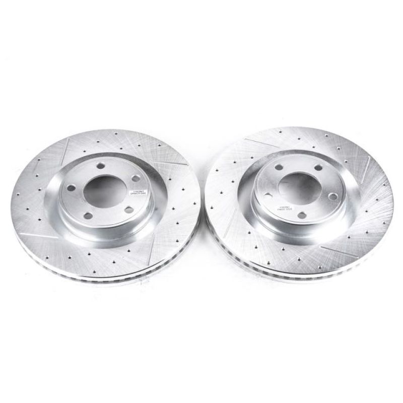 Ford Edge Brake Rotors (2) - Front - PowerStop - Evolution Drilled & Slotted - Silver - `07-`15
