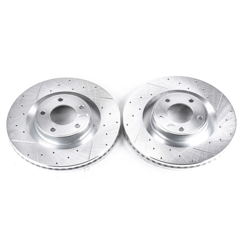 Ford Edge Brake Rotors (2) - Front - PowerStop - Evolution Drilled & Slotted - Silver - `07-`15