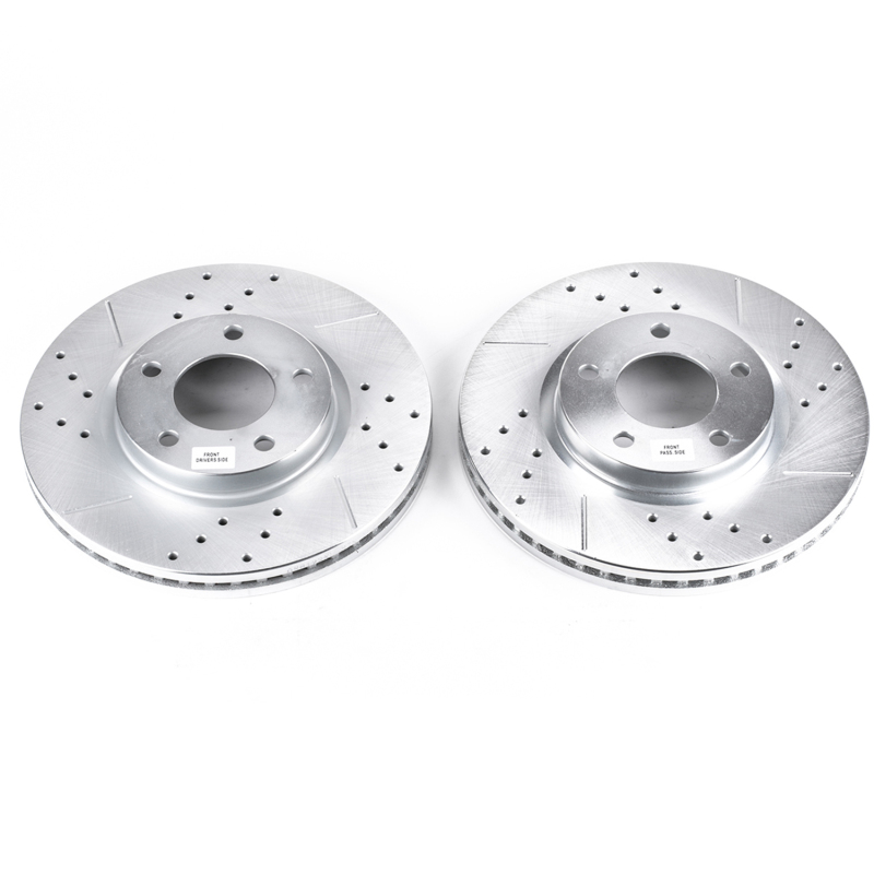 Ford Edge Brake Rotors (2) - Front - PowerStop - Evolution Drilled & Slotted - Silver - `07-`08