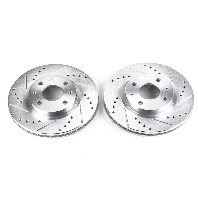 Ford Focus Brake Rotors (2) - Front - PowerStop - Evolution Drilled & Slotted - Silver - `08-`11