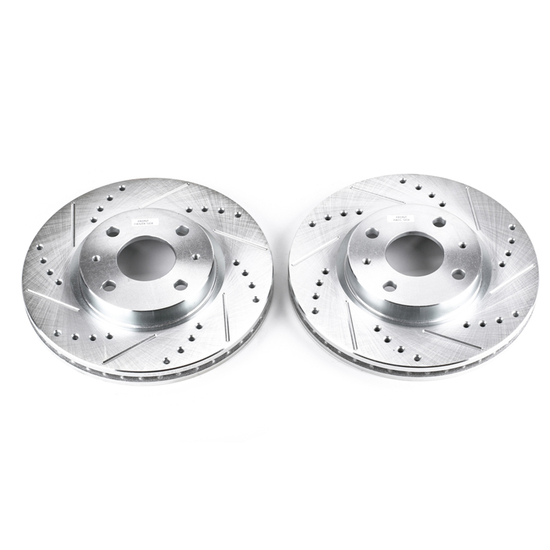 Ford Focus Brake Rotors (2) - Front - PowerStop - Evolution Drilled & Slotted - Silver - `08-`11