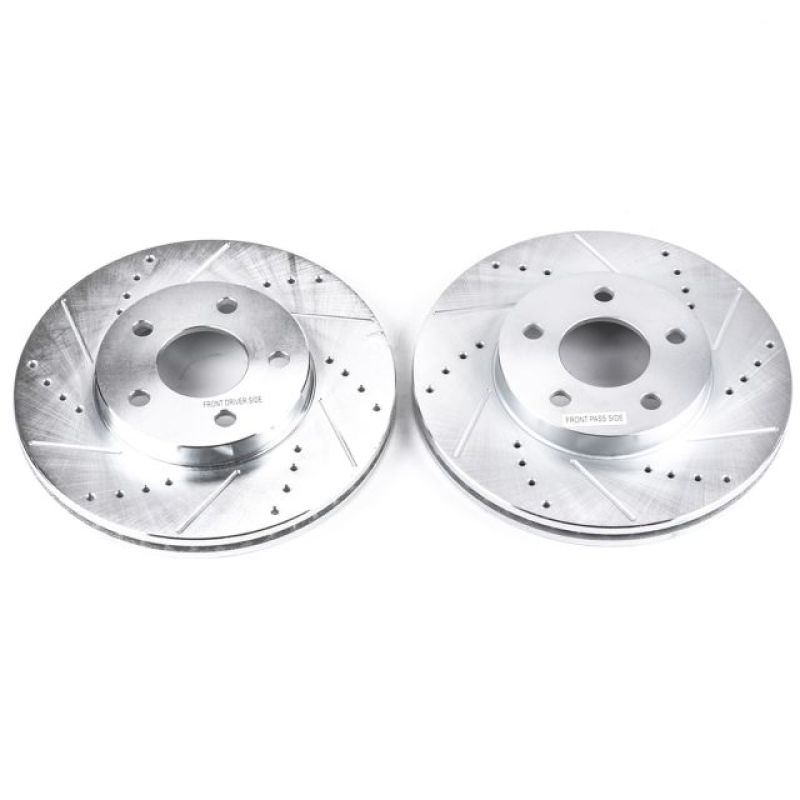 Chevrolet Cobalt Brake Rotors (2) - Front - PowerStop - Evolution Drilled & Slotted - Silver - `07-`10