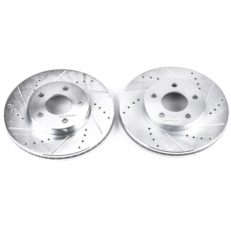 Chevrolet Cobalt Brake Rotors (2) - Front - PowerStop - Evolution Drilled & Slotted - Silver - `07-`10
