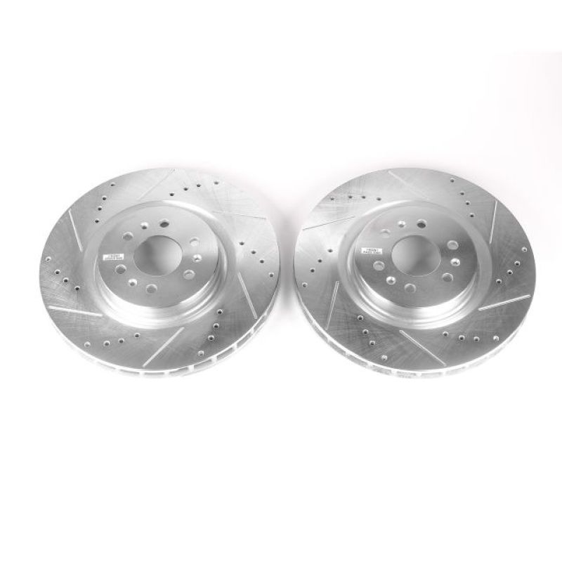 Cadillac CTS Brake Rotors (2) - Front - PowerStop - Evolution Drilled & Slotted - Silver - `04-`07