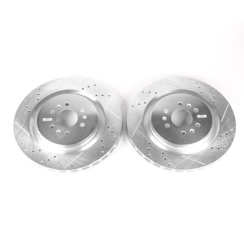 Cadillac CTS Brake Rotors (2) - Rear - PowerStop - Evolution Drilled & Slotted - Silver - `04-`07