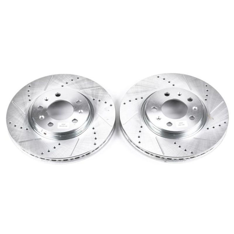 Pontiac Solstice Brake Rotors (2) - Front - PowerStop - Evolution Drilled & Slotted - Silver - `06-`09
