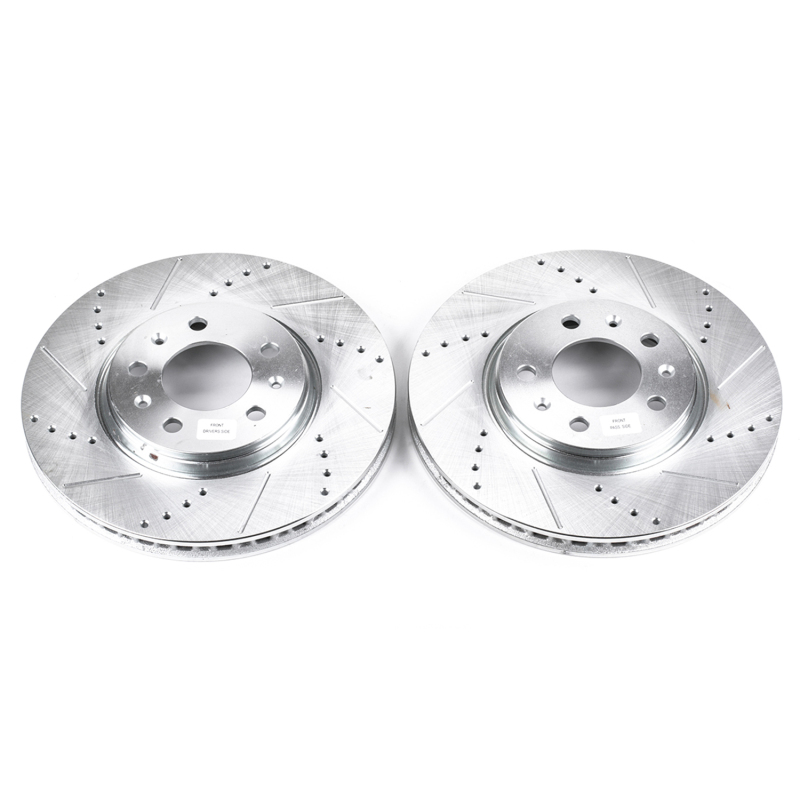 Pontiac Solstice Brake Rotors (2) - Front - PowerStop - Evolution Drilled & Slotted - Silver - `06-`09