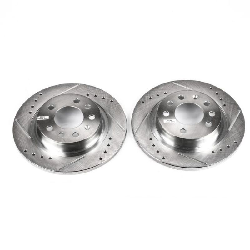 Pontiac Solstice Brake Rotors (2) - Rear - PowerStop - Evolution Drilled & Slotted - Silver - `06-`09