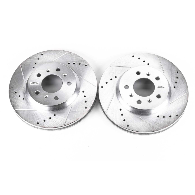 Buick Lucerne Brake Rotors (2) - Front - PowerStop - Evolution Drilled & Slotted - Silver - `06-`11