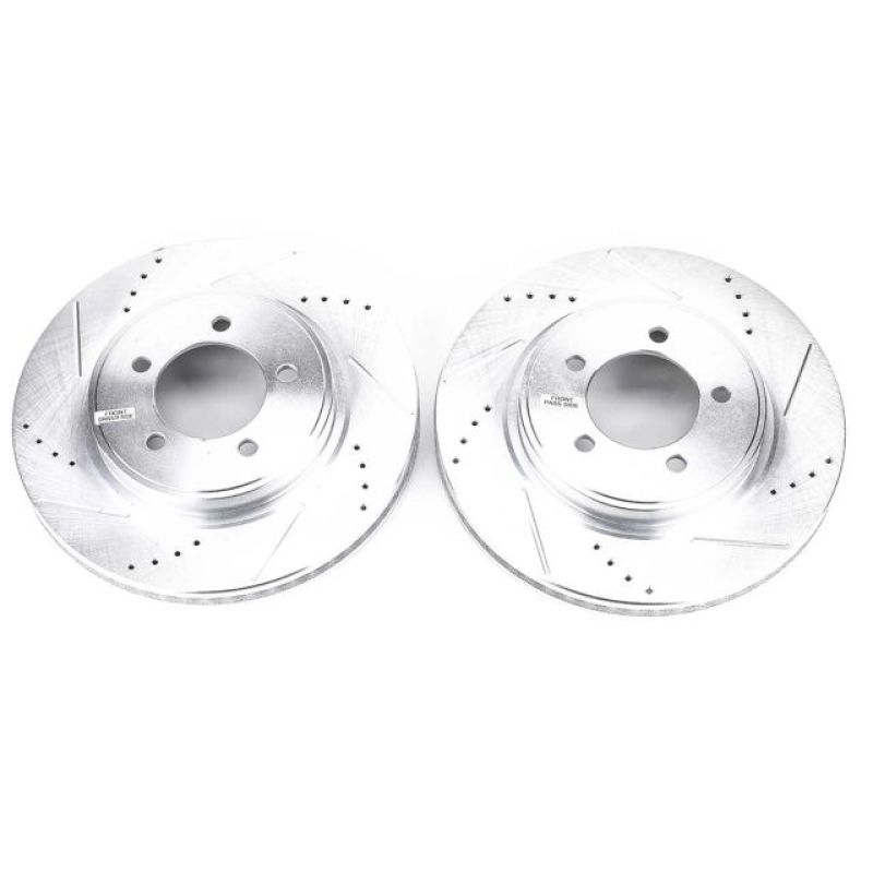 Ford Explorer Brake Rotors (2) - Front - PowerStop - Evolution Drilled & Slotted - Silver - `06-`10