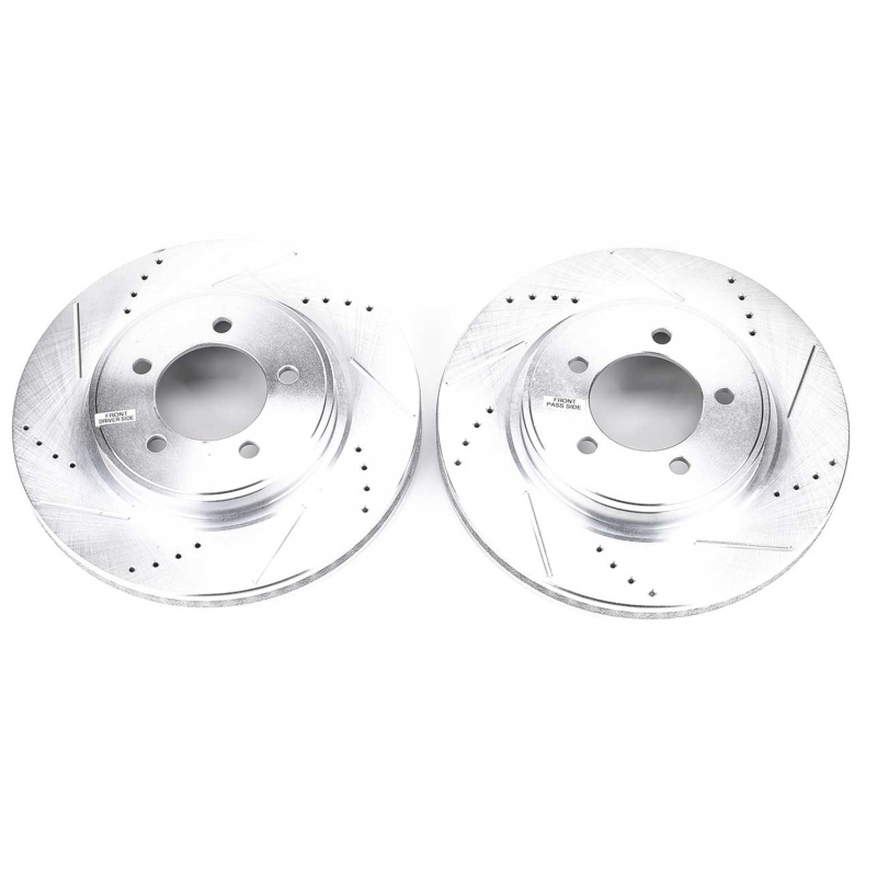 Ford Explorer Brake Rotors (2) - Front - PowerStop - Evolution Drilled & Slotted - Silver - `06-`10