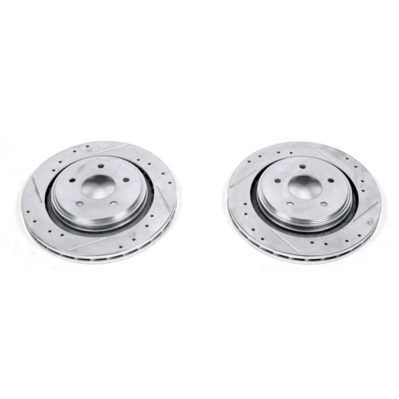 Cadillac XLR Brake Rotor (2) - Rear - PowerStop - Evolution Drilled & Slotted - Silver Zinc - `06-`09 Cadillac XLR Brake Rotor (2) - Rear - PowerStop - Evolution Drilled & Slotted - Silver Zinc - `06-`09