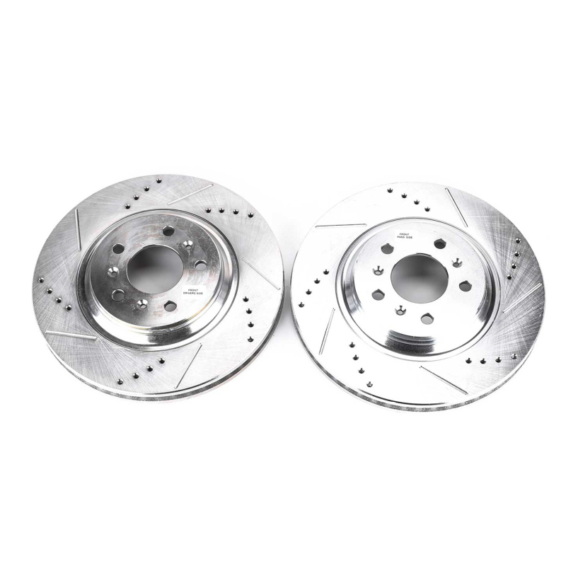 Buick Allure Brake Rotors (2) - Front - PowerStop - Evolution Drilled & Slotted - Silver - `08-`09