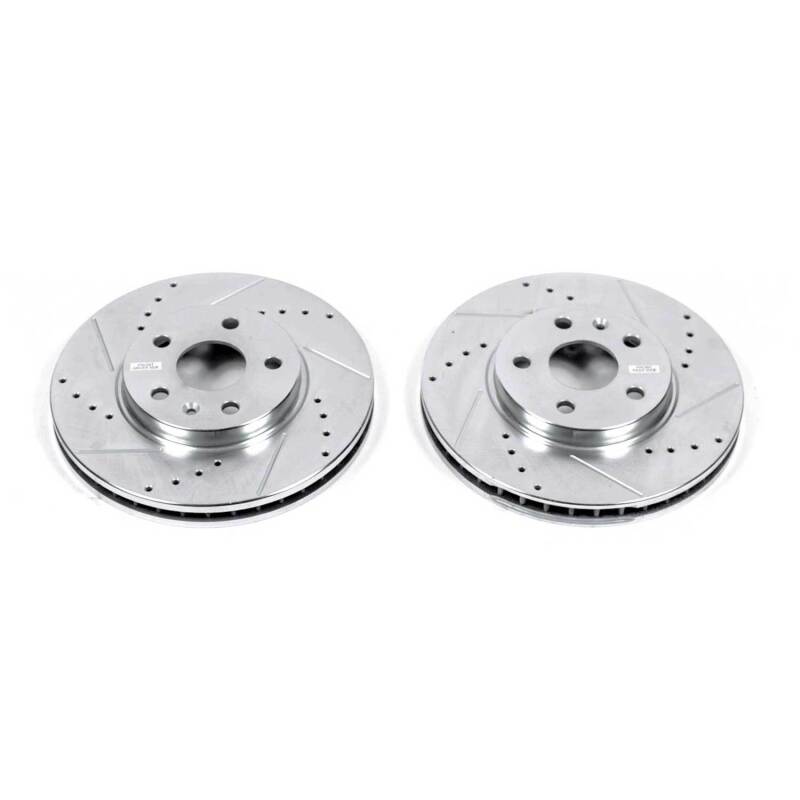 Cadillac CTS Brake Rotors (2) - Front - PowerStop - Evolution Drilled & Slotted - Silver - `08-`14