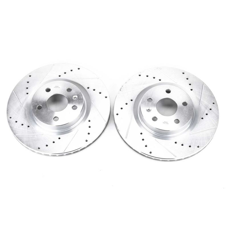 Cadillac CTS Brake Rotors (2) - Front - PowerStop - Evolution Drilled & Slotted - Silver - `08-`14