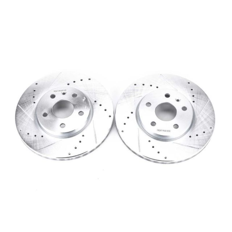 Buick Allure Brake Rotors (2) - Front - PowerStop - Evolution Drilled & Slotted - Silver - 2010 Buick Allure Brake Rotors (2) - Front - PowerStop - Evolution Drilled & Slotted - Silver - 2010