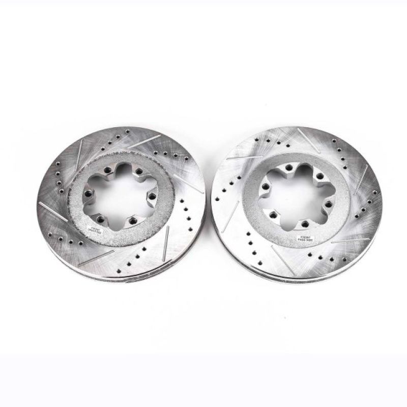 Chevrolet Colorado Brake Rotors (2) - Front - PowerStop - Evolution Drilled & Slotted Rotors - Silver - `09-`12