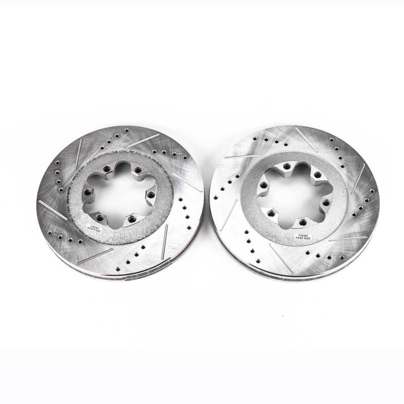 Chevrolet Colorado Brake Rotors (2) - Front - PowerStop - Evolution Drilled & Slotted Rotors - Silver - `09-`12