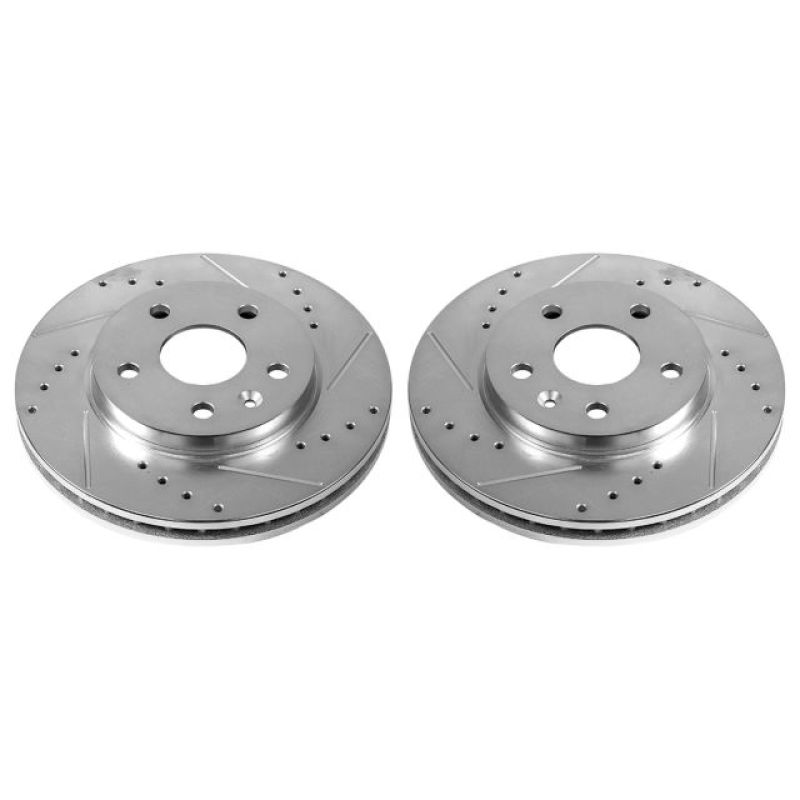 Buick LaCrosse Brake Rotors (2) - Front - PowerStop - Evolution Drilled & Slotted - Silver - `11-`16