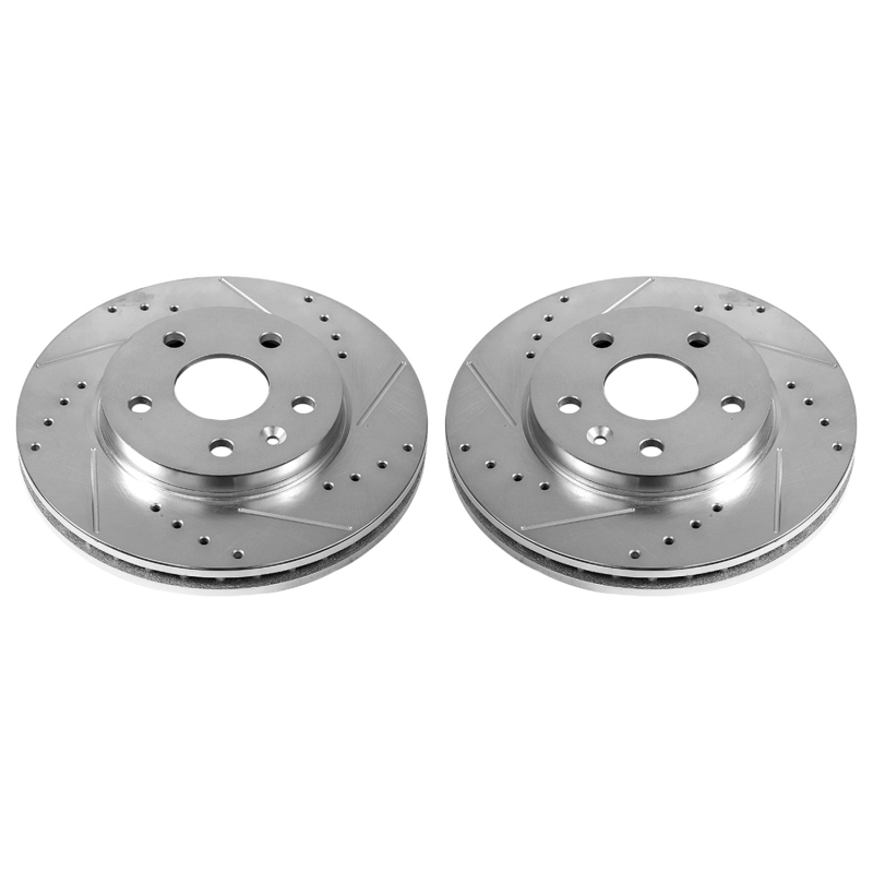 Buick LaCrosse Brake Rotors (2) - Front - PowerStop - Evolution Drilled & Slotted - Silver - `11-`16