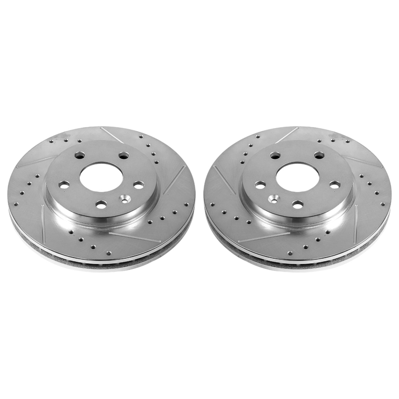 Buick LaCrosse Brake Rotors (2) - Front - PowerStop - Evolution Drilled & Slotted - Silver - `11-`16