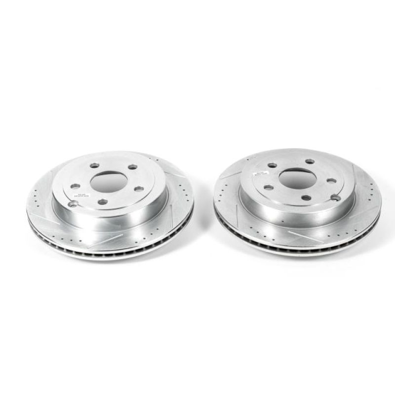 Pontiac G8 Brake Rotors (2) - Rear - PowerStop - Evolution Drilled & Slotted - Silver - `08-`09