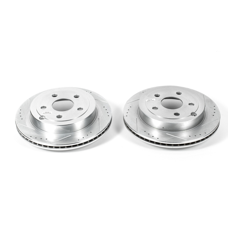 Pontiac G8 Brake Rotors (2) - Rear - PowerStop - Evolution Drilled & Slotted - Silver - `08-`09