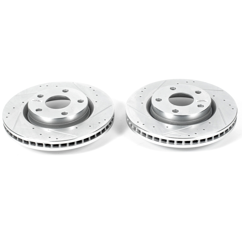 Pontiac G8 Brake Rotors (2) - Front - PowerStop - Evolution Drilled & Slotted - Silver - `08-`09