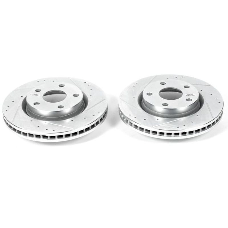 Pontiac G8 Brake Rotors (2) - Front - PowerStop - Evolution Drilled & Slotted - Silver - `08-`09