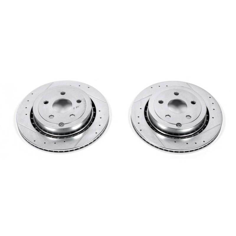 Chevrolet Caprice Brake Rotors (2) - Rear - PowerStop - Evolution Drilled & Slotted - Silver - `11-`17
