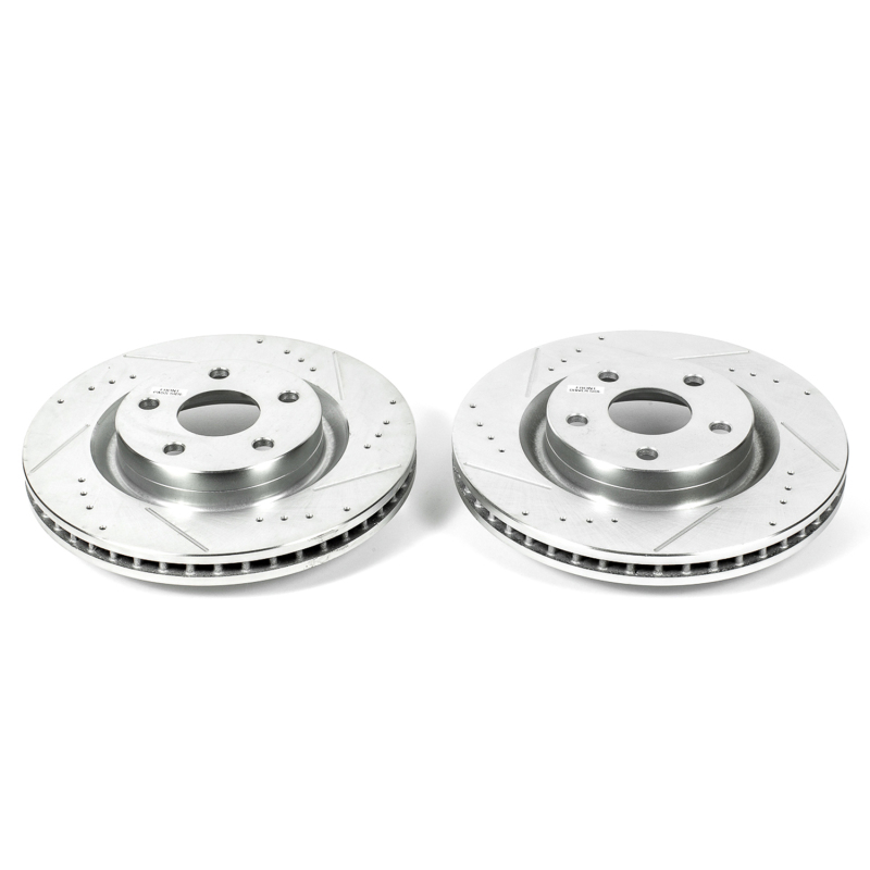 Pontiac G8 Brake Rotors (2) - Front - PowerStop - Evolution Drilled & Slotted - Silver - `08-`09