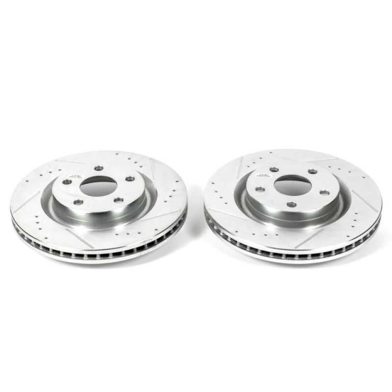 Pontiac G8 Brake Rotors (2) - Front - PowerStop - Evolution Drilled & Slotted - Silver - `08-`09