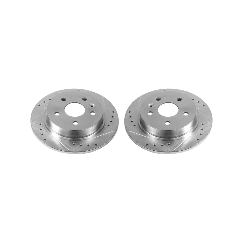 Buick LaCrosse Brake Rotors (2) - Rear - PowerStop - Evolution Drilled/Slotted Zinc Plated - Silver - `12-`16