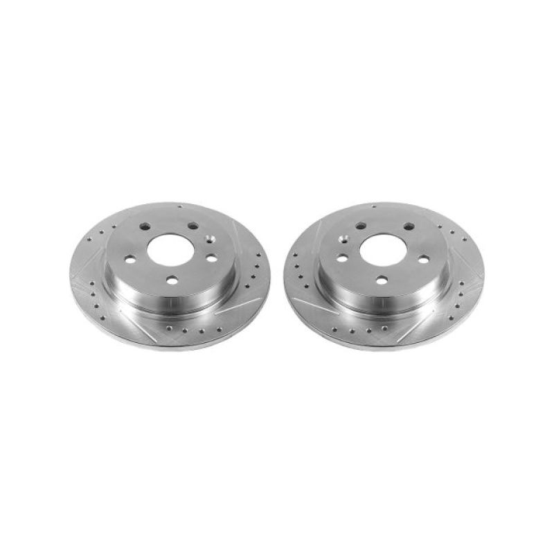 Buick LaCrosse Brake Rotors (2) - Rear - PowerStop - Evolution Drilled/Slotted Zinc Plated - Silver - `12-`16