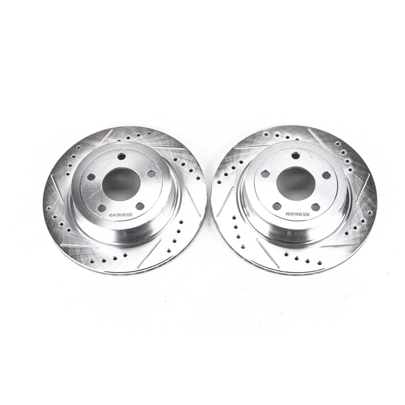 Chevrolet Cobalt Brake Rotors (2) - Rear - PowerStop - Evolution Drilled & Slotted - Silver - `09-`10