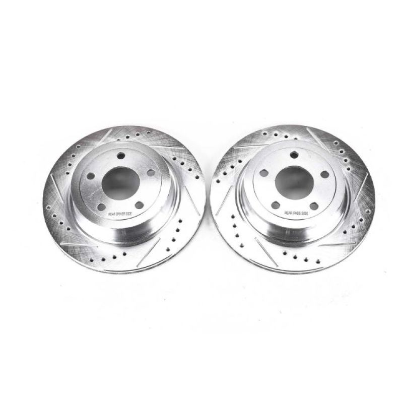 Chevrolet Cobalt Brake Rotors (2) - Rear - PowerStop - Evolution Drilled & Slotted - Silver - `09-`10