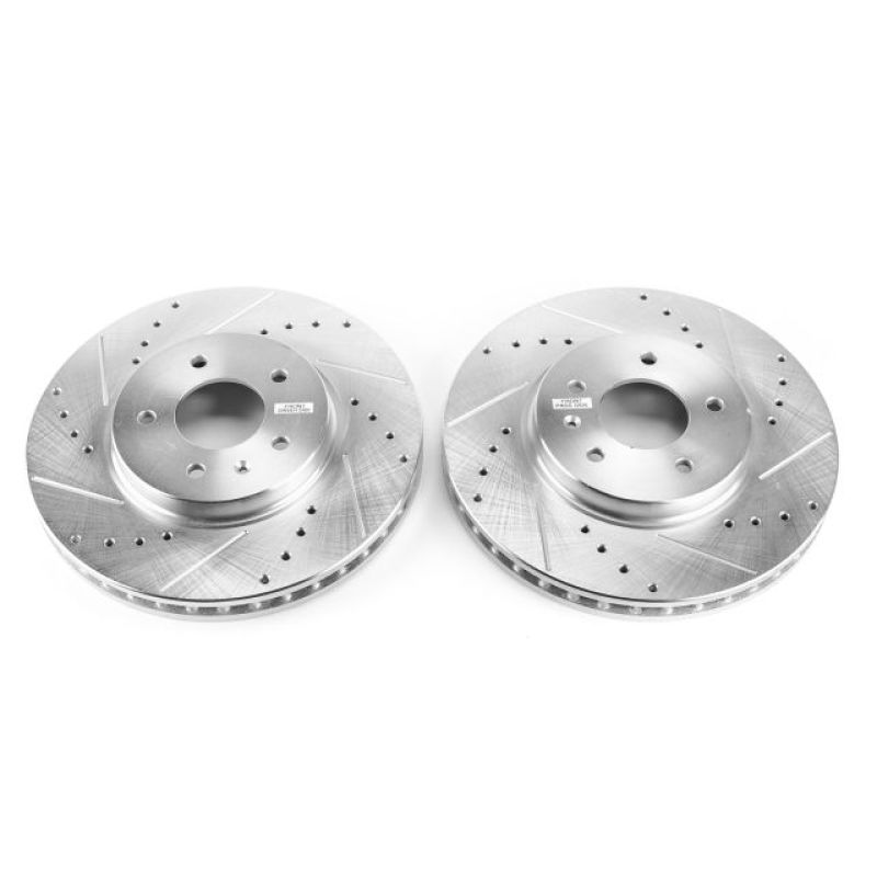 Cadillac STS Brake Rotors (2) - Front - PowerStop - Evolution Drill/Slot - Silver - `09-`11