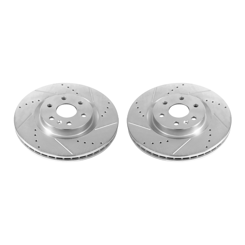 Cadillac SRX Brake Rotors (2) - Front - PowerStop - Evolution Drilled & Slotted - Silver - `10-`16