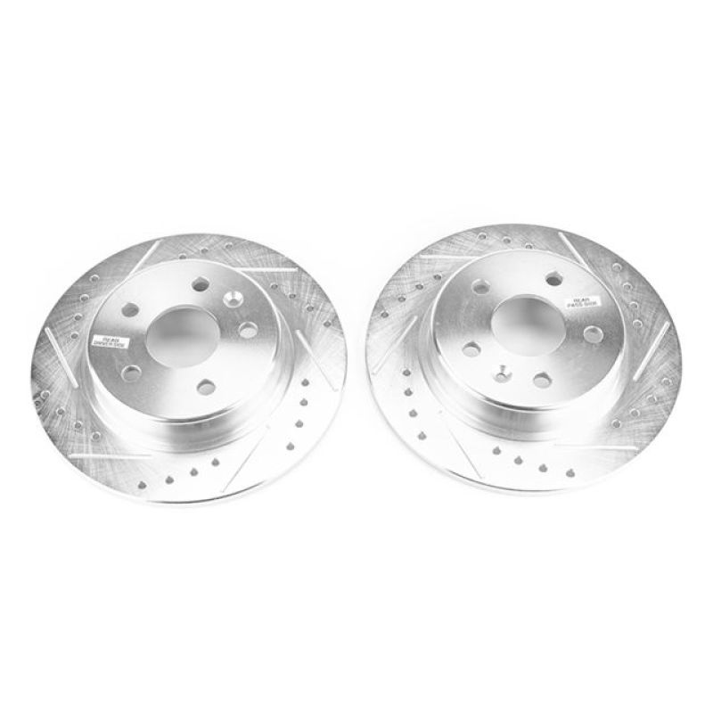 Chevrolet Bolt EV Brake Rotors (2) - Rear - PowerStop - Evolution Drilled & Slotted - Silver - `17-`19 Chevrolet Bolt EV Brake Rotors (2) - Rear - PowerStop - Evolution Drilled & Slotted - Silver - `17-`19