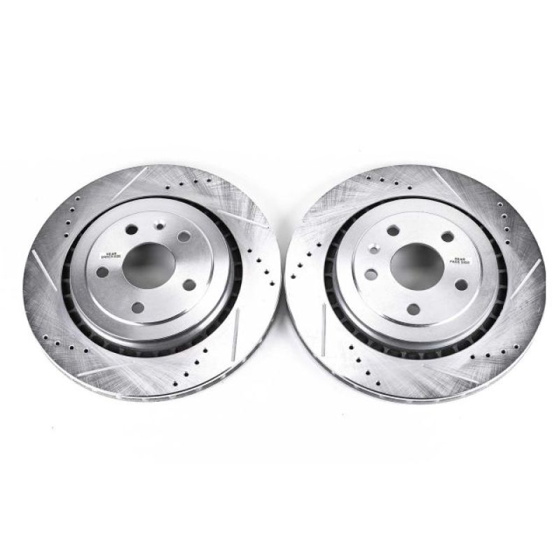 Cadillac ATS Brake Rotors (2) - Rear - PowerStop - Evolution Drilled & Slotted - Silver - `16-`18 Cadillac ATS Brake Rotors (2) - Rear - PowerStop - Evolution Drilled & Slotted - Silver - `16-`18
