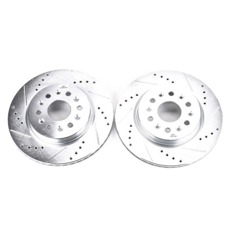 Buick Enclave Brake Rotors (2) - Rear - PowerStop - Evolution Drilled & Slotted - Silver - `18-`19