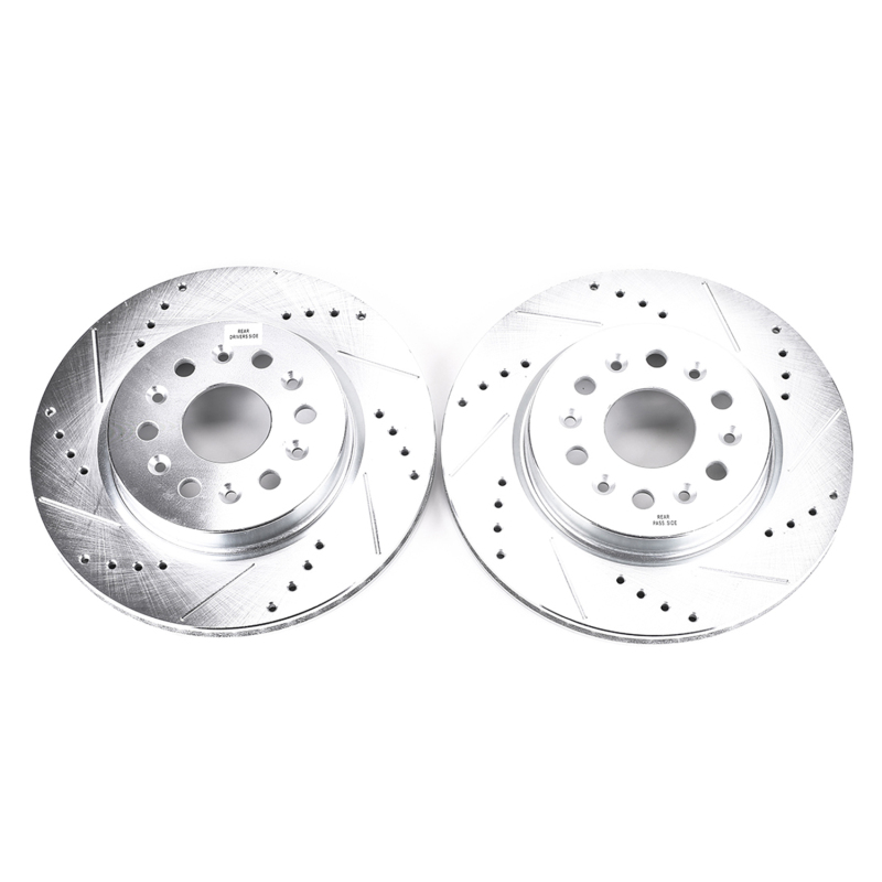 Buick Enclave Brake Rotors (2) - Rear - PowerStop - Evolution Drilled & Slotted - Silver - `18-`19