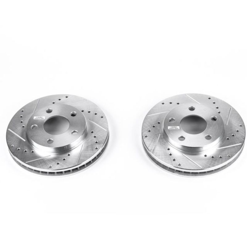 Buick Regal Brake Rotors (2) - Front - PowerStop - Evolution Drilled & Slotted - Silver - `97-`04 Buick Regal Brake Rotors (2) - Front - PowerStop - Evolution Drilled & Slotted - Silver - `97-`04
