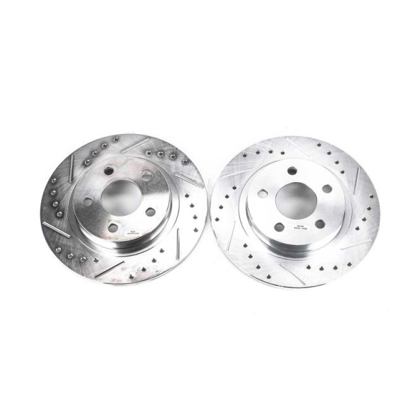 Buick Park Avenue Brake Rotors (2) - Rear - PowerStop - Evolution Drilled & Slotted - Silver - `03-`05